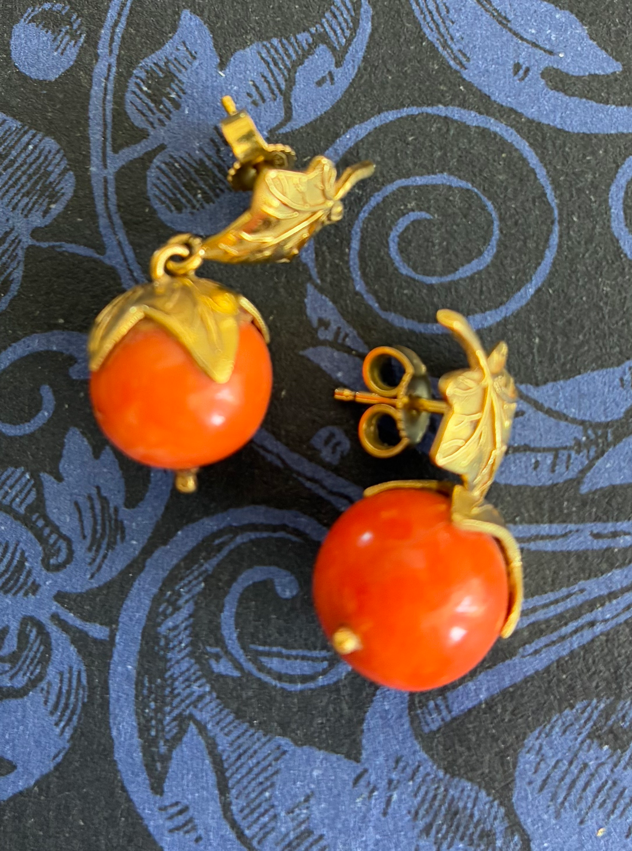 Gold coral berry earrings