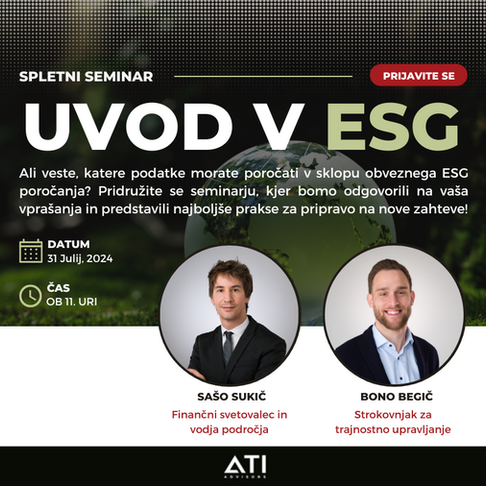 WEBINAR - ATI uvod v ESG in trajnostno poslovanje