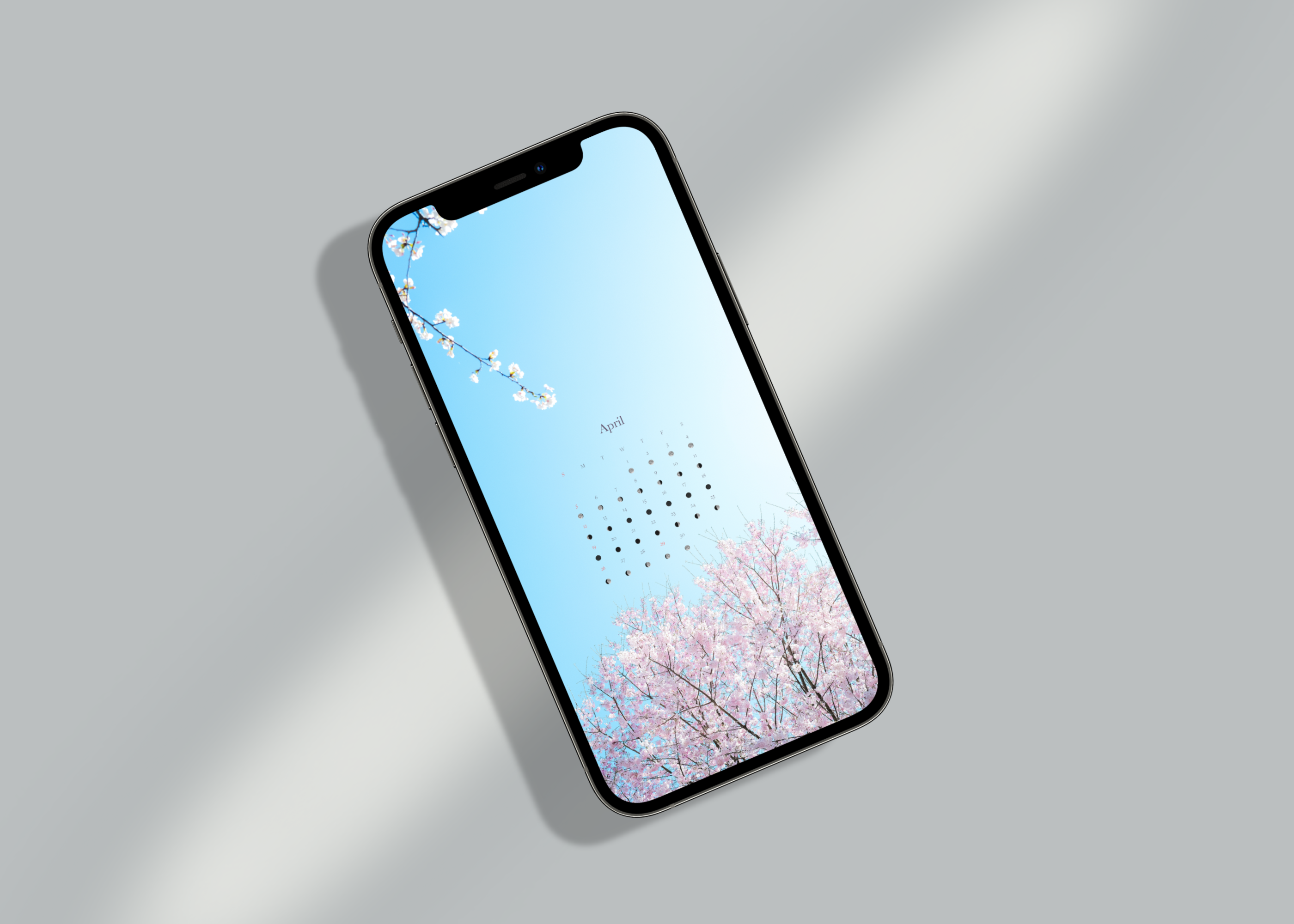 4月 壁紙用 月の満ち欠けカレンダー ②