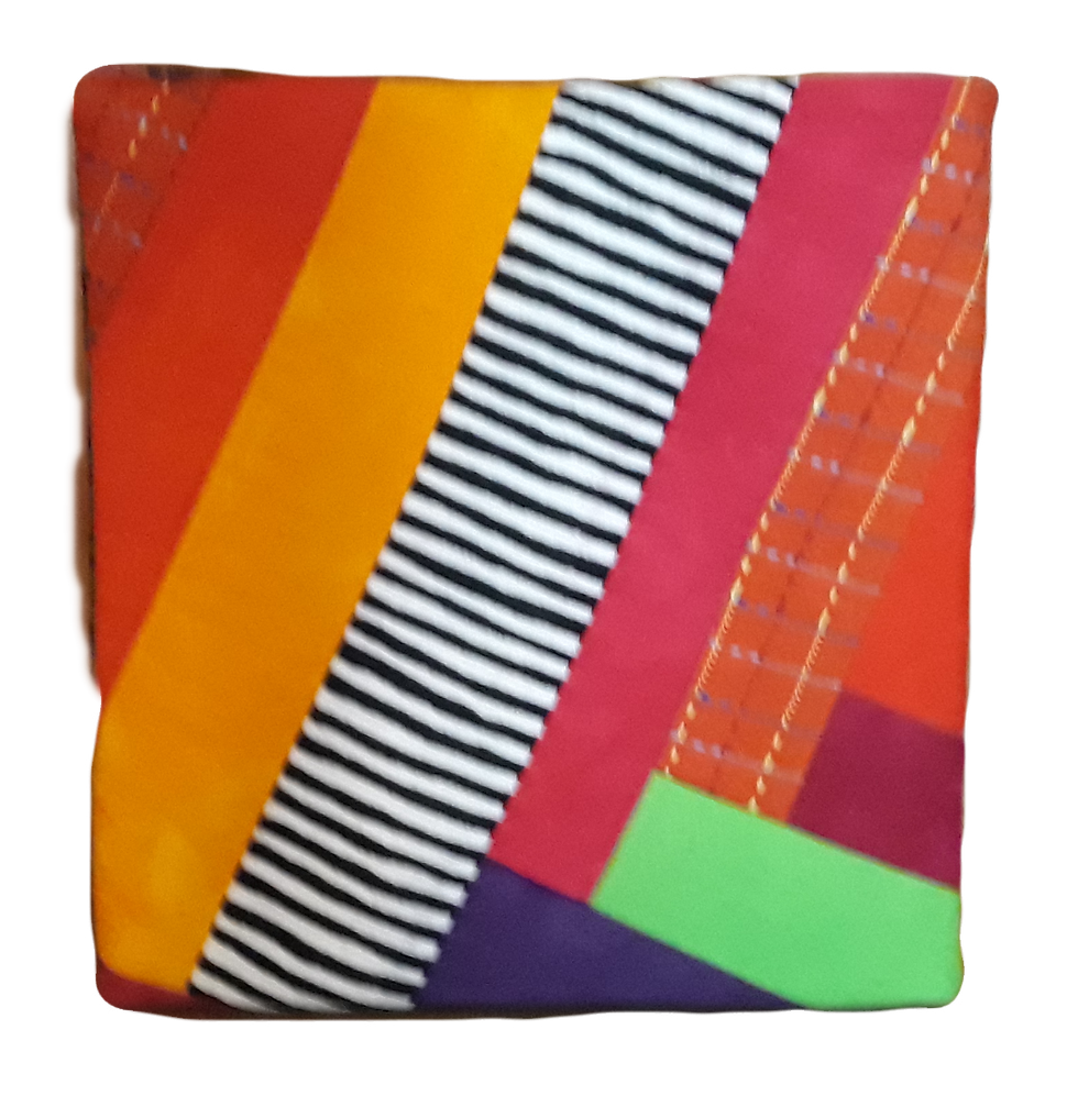 Thumbnail: Fabric covered notebook. Patchwork, hand dyed and commercial cotton.