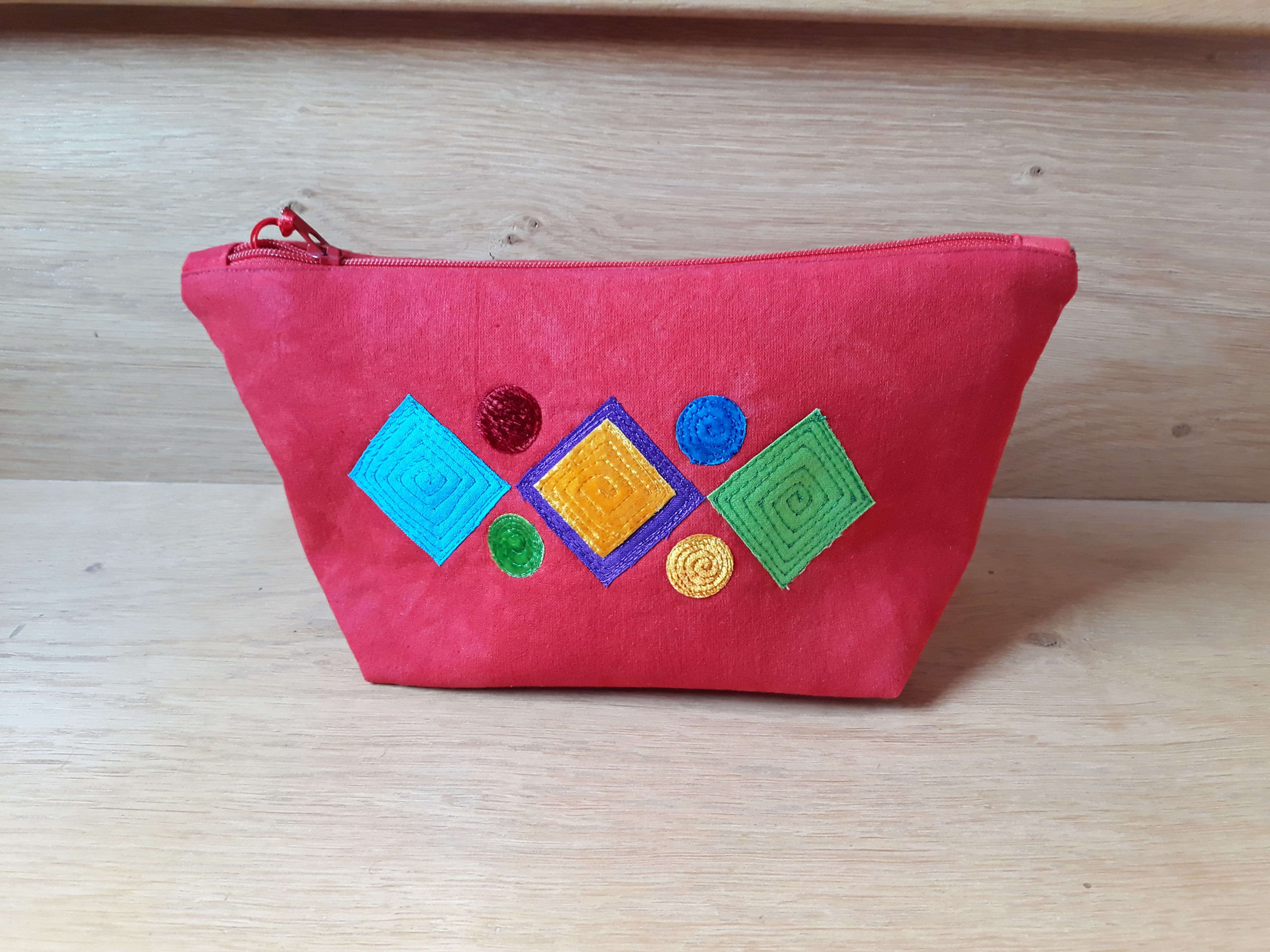 Hand Dyed Cotton And Silk Velvet Zipped Pouch