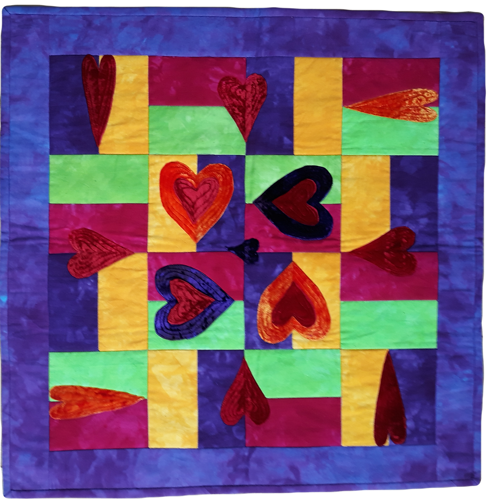 Purple Magenta Lovely Hearts Wallhanging Kit