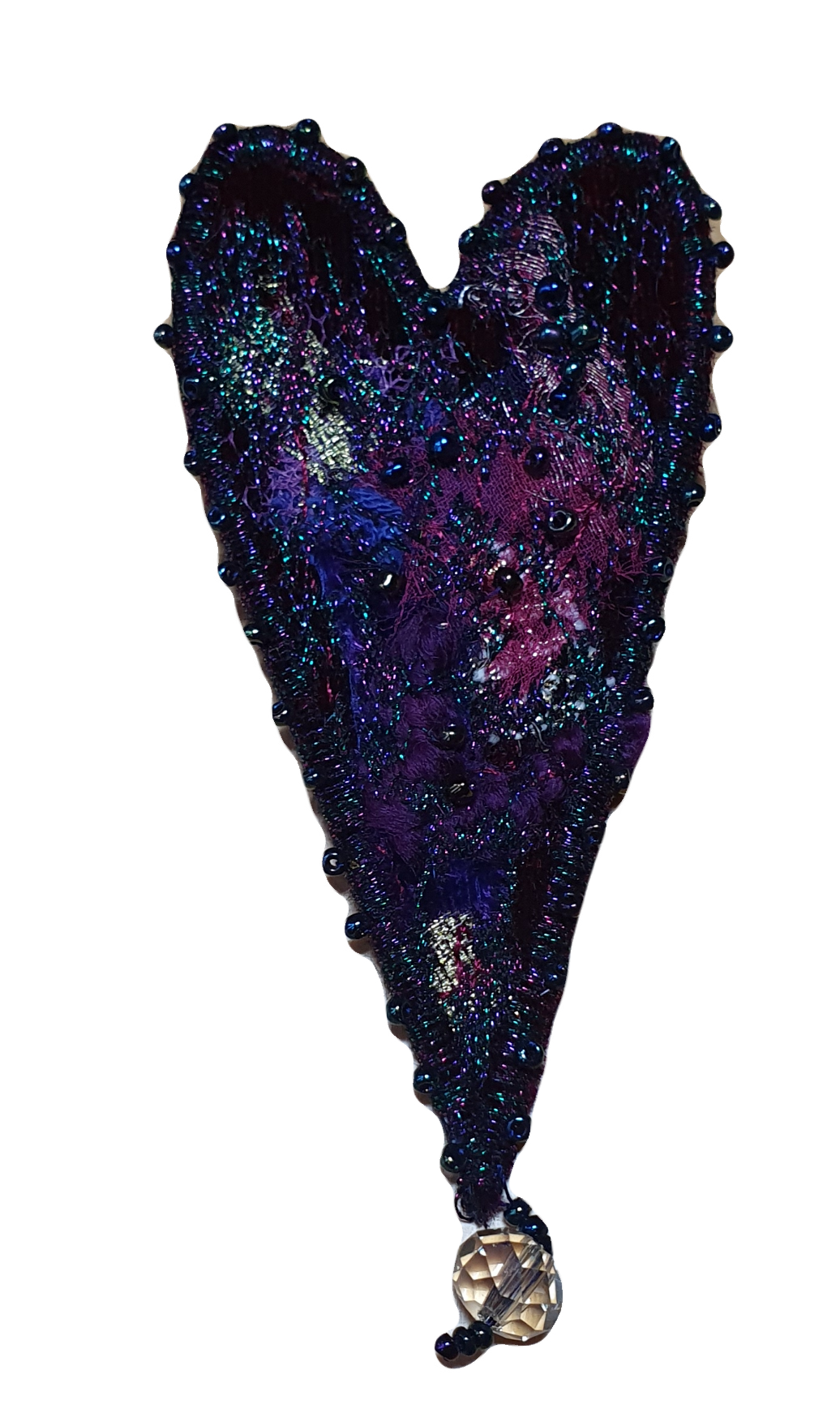 Embroidered Heart Brooch