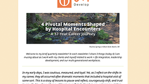 Photo of a creak with copy that says "4 Pivotal Moments Shaped by Hospital Encounters: A 37-Year Career Journey""