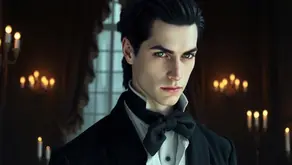 Portrait of Louis de Pointe du Lac with vivid green eyes and aristocratic attire in a dimly lit elegant room – Chapter-by-chapter Summary of Interview with the Vampire