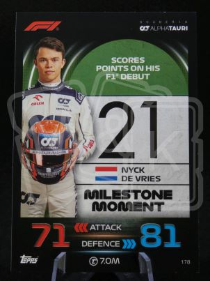 178 Nyck De Vries F1 Milestone Moments 2022 Turbo Attax 2023