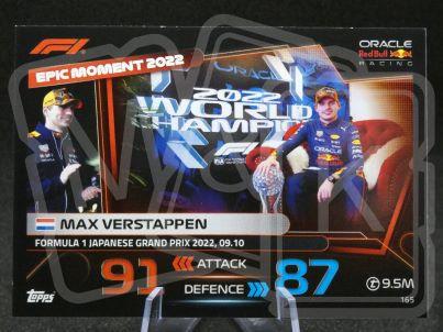 165 Max Verstappen F1 Epic Moments Turbo Attax 2023