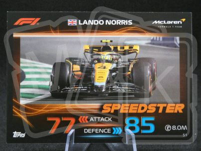 51 Lando Norris F1 Team Turbo Attax 2023