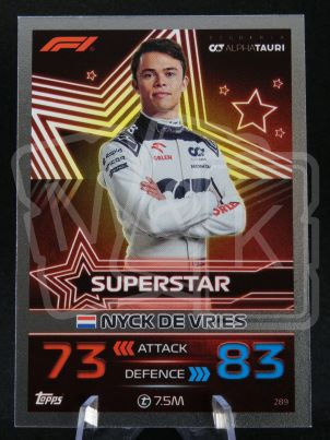 289 Nyck De Vries F1 Superstar Turbo Attax 2023