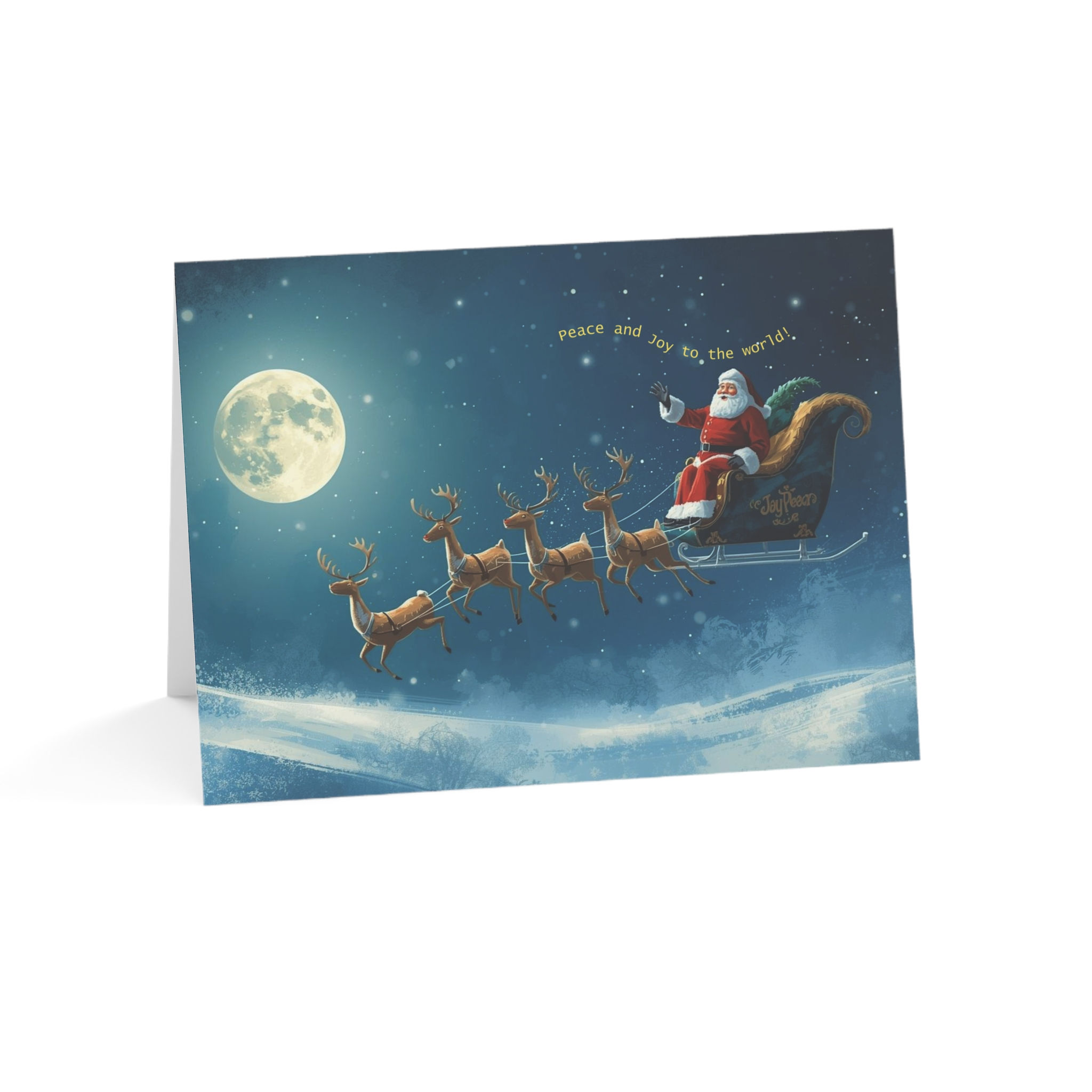 Greeting Cards - Santa and Sleigh with Message of Peace