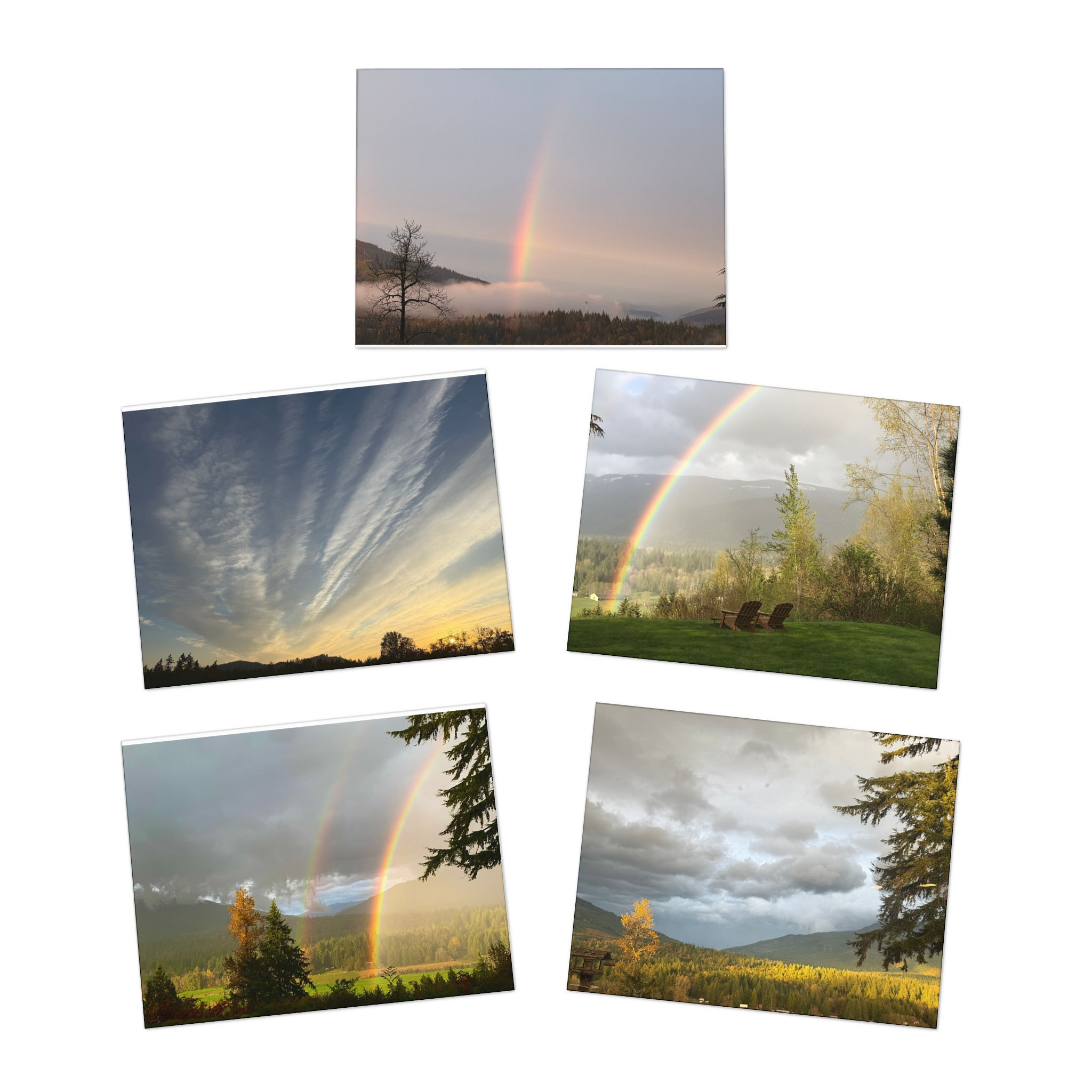 Rainbow Photo Greeting Cards 5-Pack — Scenic Rainbow & Sky Note Cards