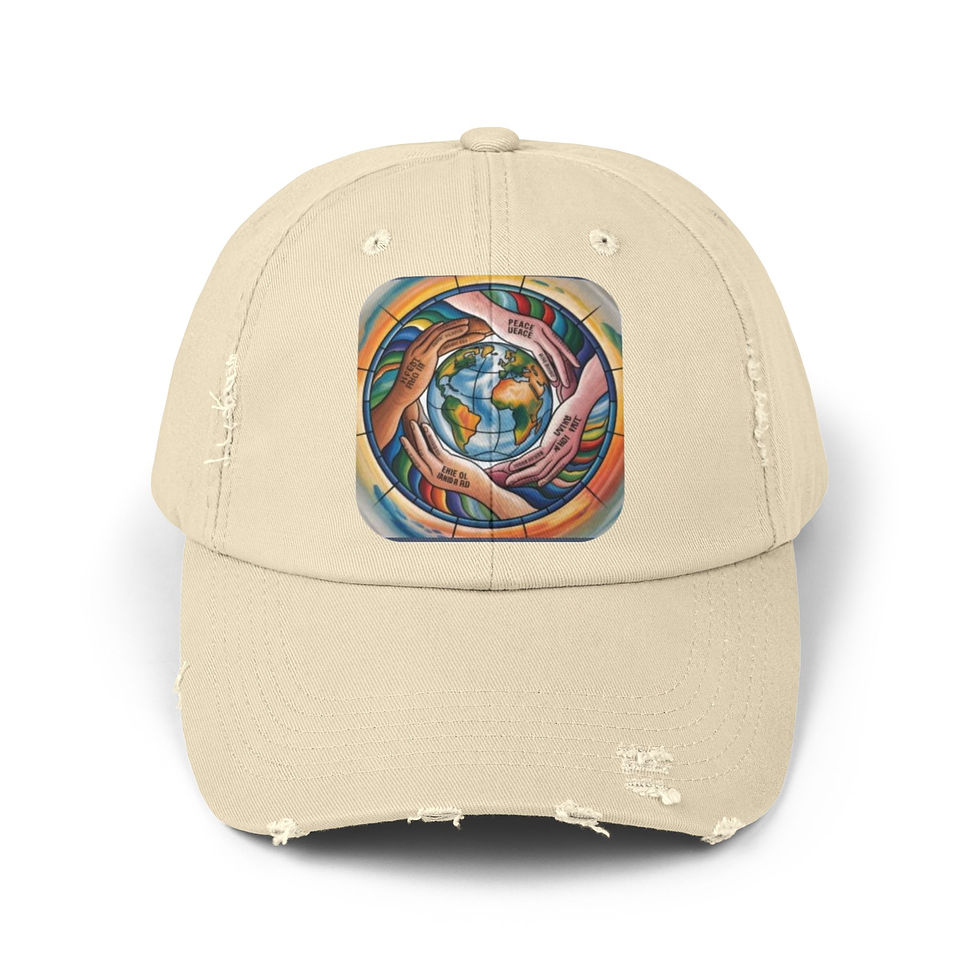 Thumbnail: Distressed Cap, World Peace Hat, Unity Baseball Cap, 