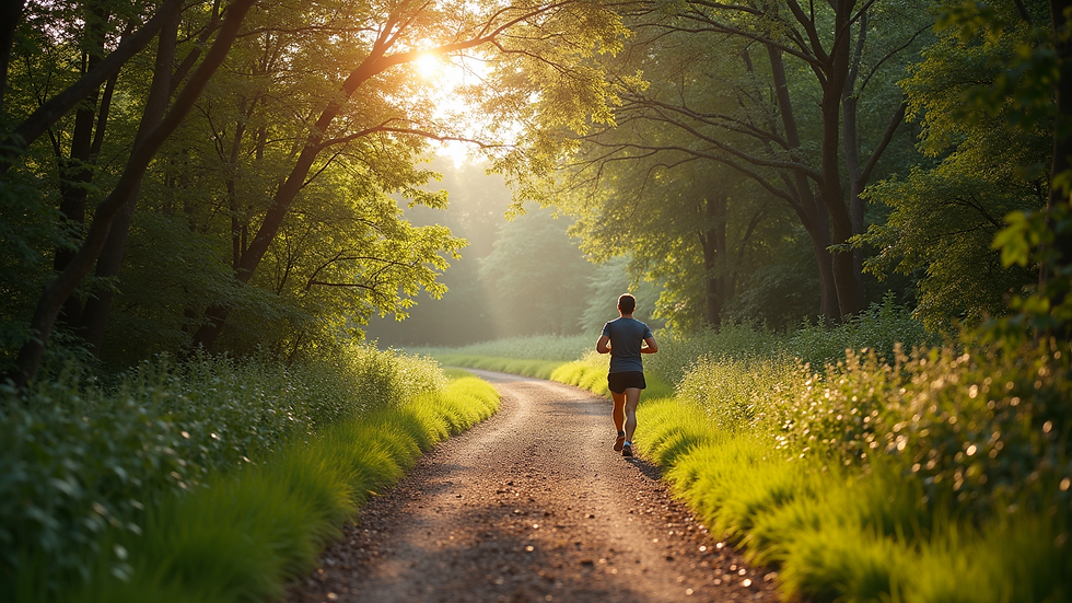 Wide angle view of a scenic outdoor running trail in Tunbridge Wells