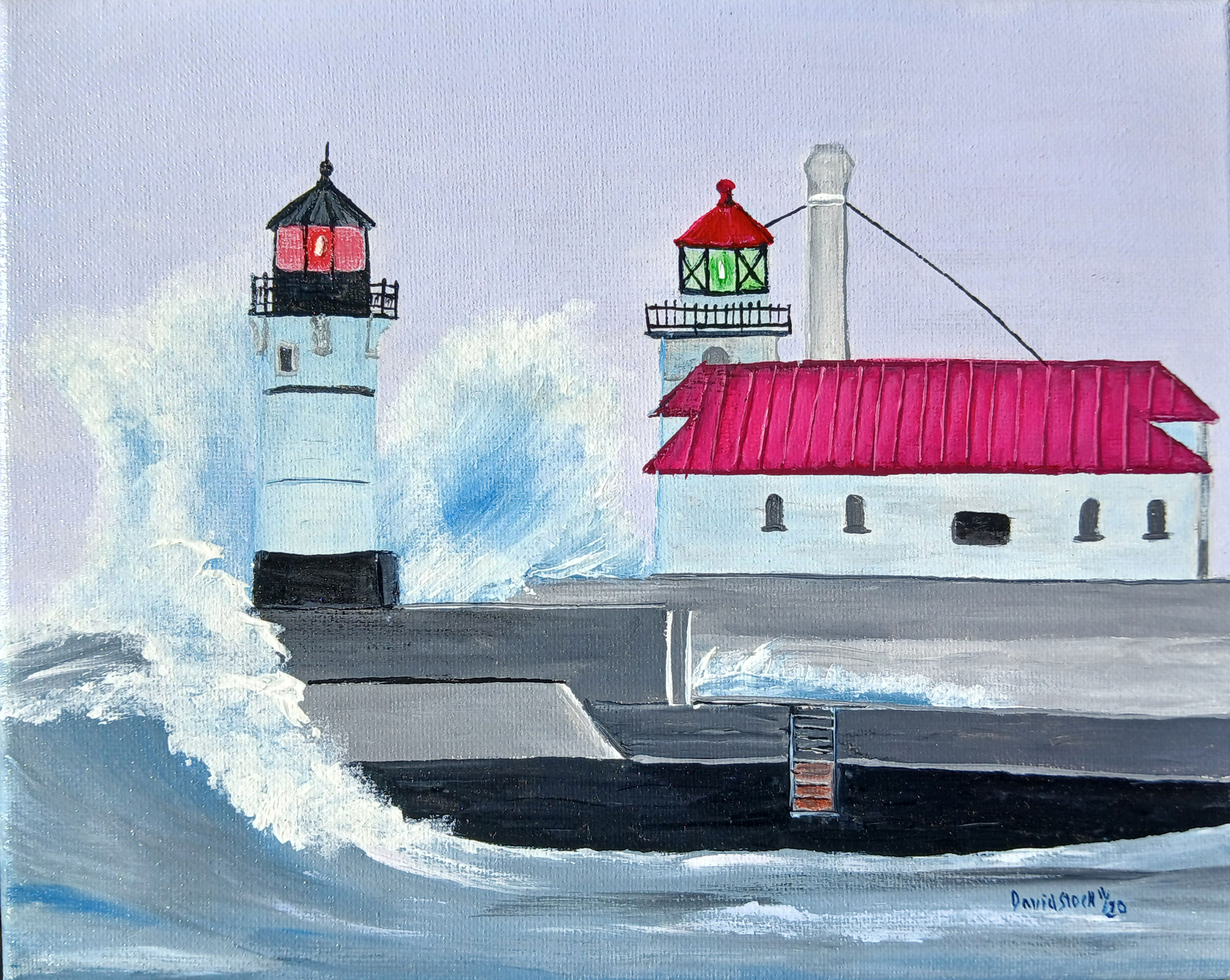 Original 8x10 Unframed Acrylic Gales of November Duluth, Minnesota Entry