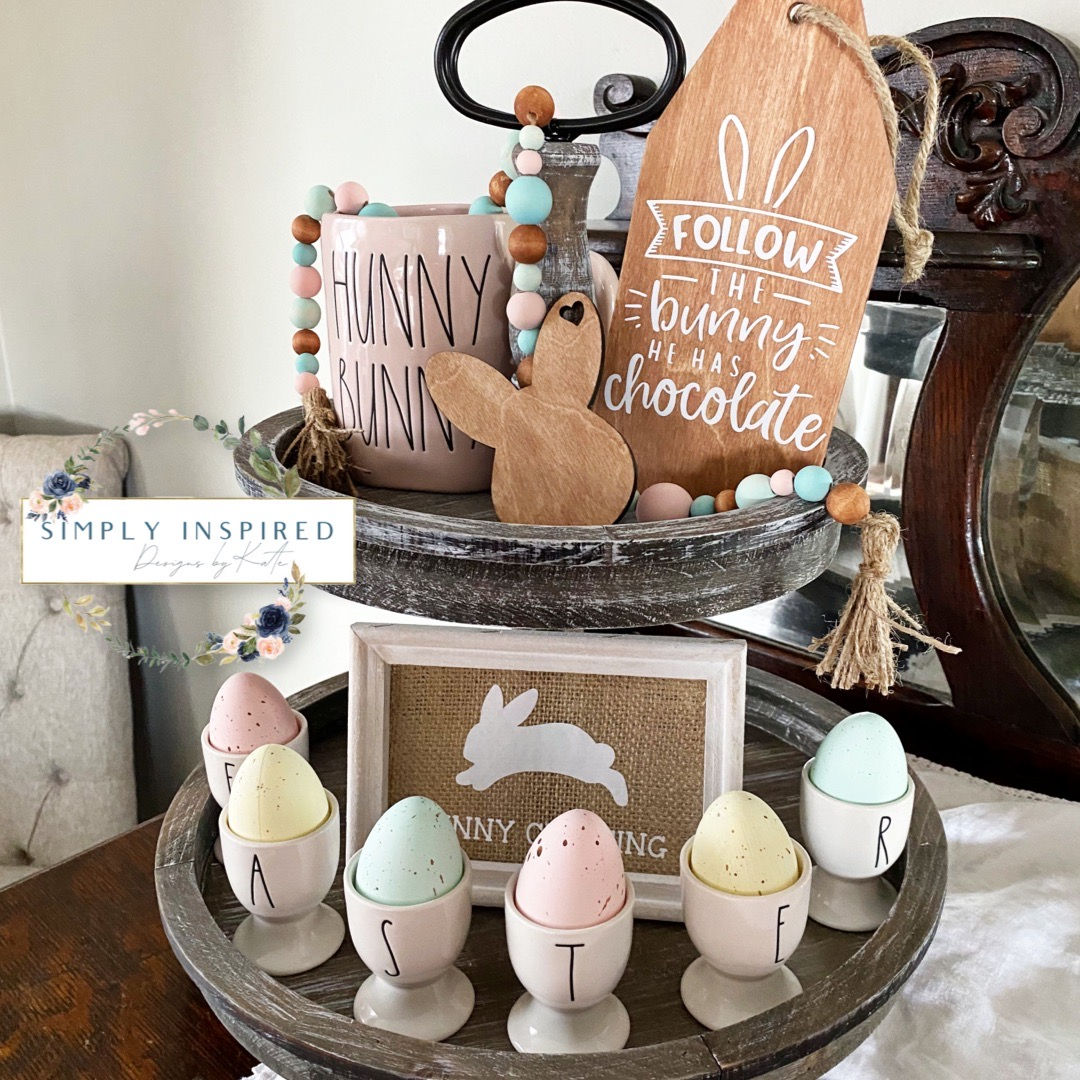 Four-Piece Easter Tray Decor Set