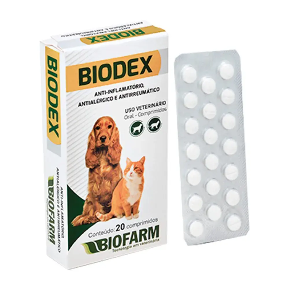 Anti-inflamatório Biodex para Cães e Gatos 20 Comprimidos Biofarm