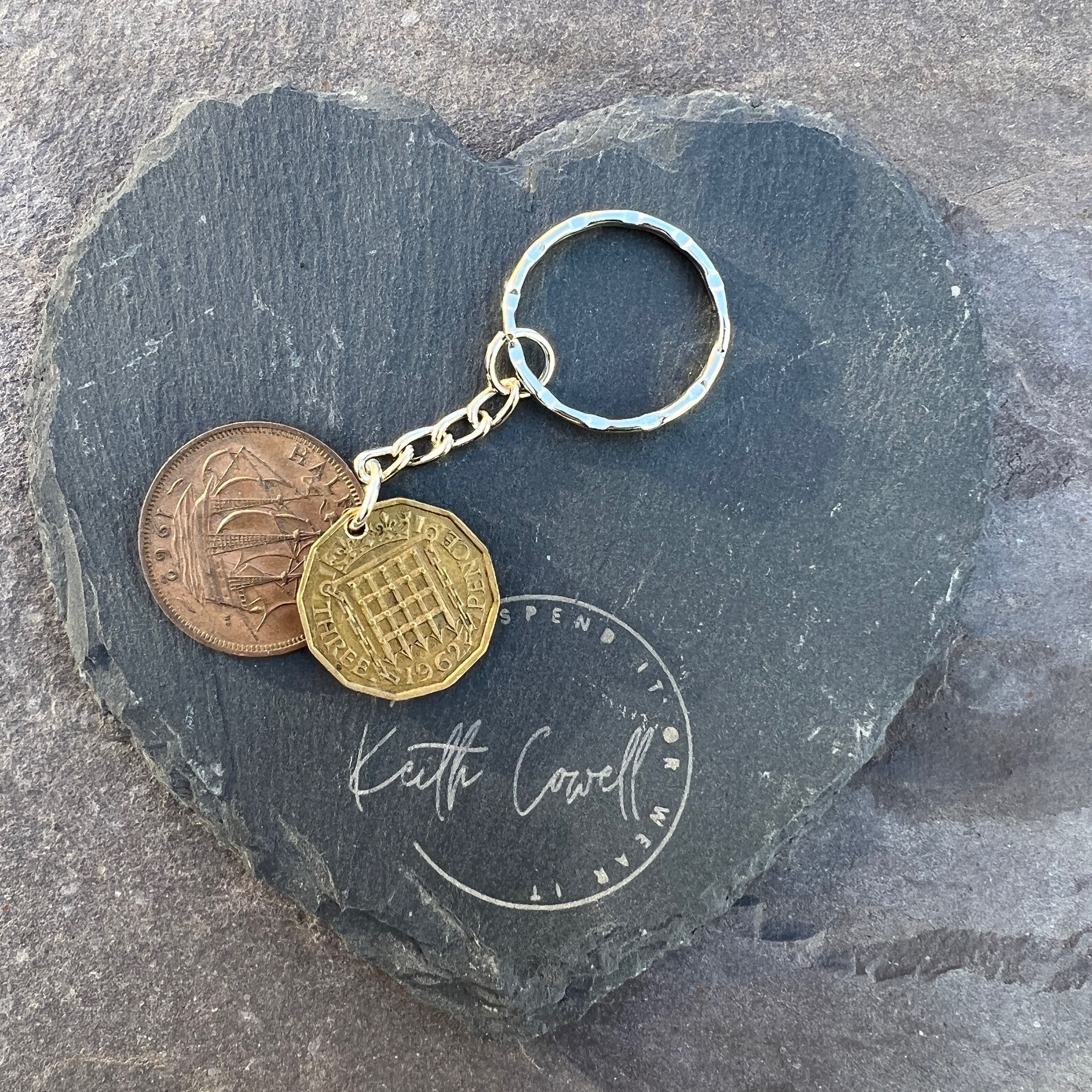 1962 coin keyring 60th birthday gift 