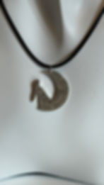 Shilling coin pendant with hare and moon – elegant silver-toned handmade jewellery