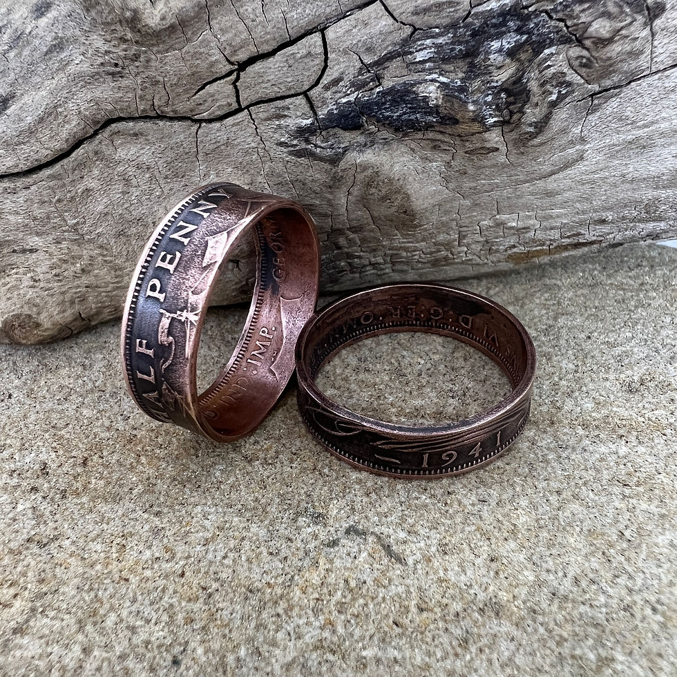 Thumbnail: Half penny Coin Ring With Patina