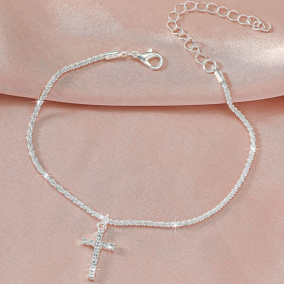 Miniatura: New 925 Sliver Plated CZ Anklet Bracelets for Women Girl Trendy Waterproof Zirco