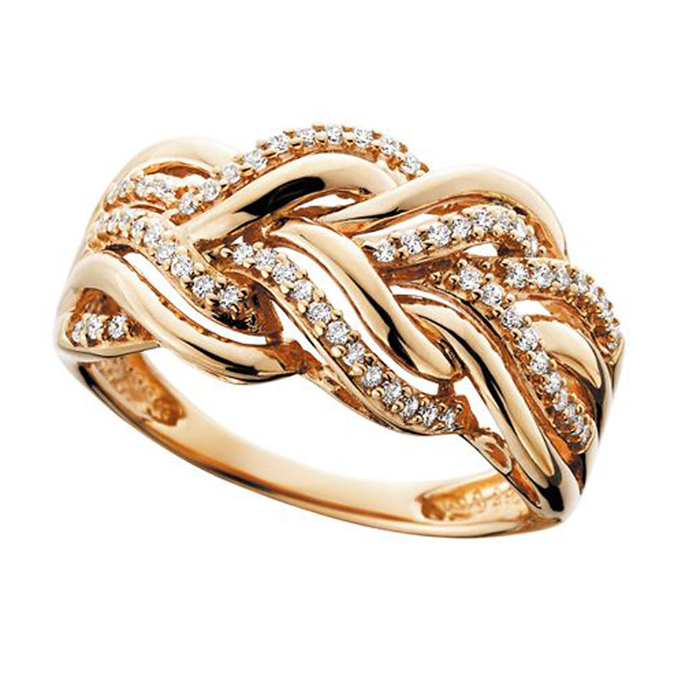 Miniatura: Huitan Hot Trend Gold Color Rings for Women Twist Design Luxury Inlaid Shiny CZ 