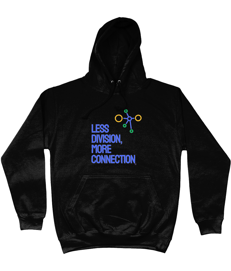 Thumbnail: Black plus size hoodie featuring the striking “Less Division, More Connection” message with crisp, high‑impact graphic detail