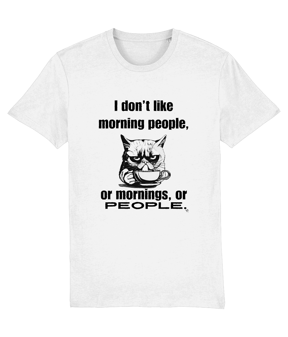 Thumbnail: plus size i dont like morning people creator shirt white – quality white creator tee with grumpy cat design