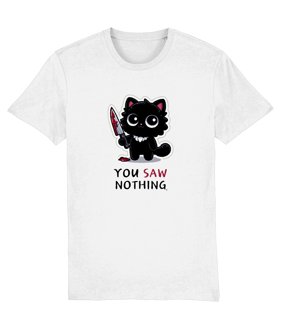 Thumbnail: plus size you saw nothing creator shirt white – quality white creator tee with bold cat illustration and pun