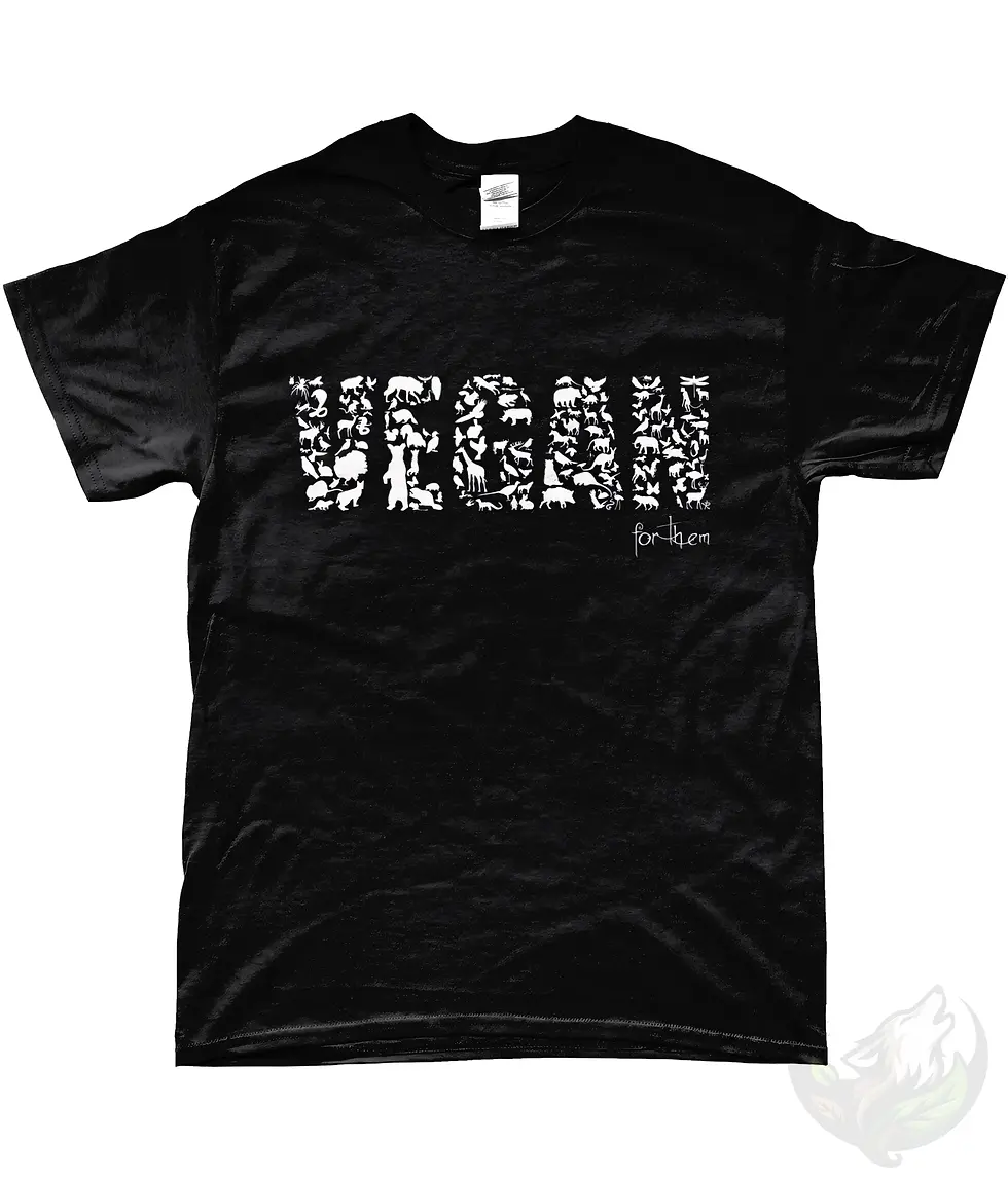 Thumbnail: Black extended sizes shirt showing a white animal silhouette design with for them text