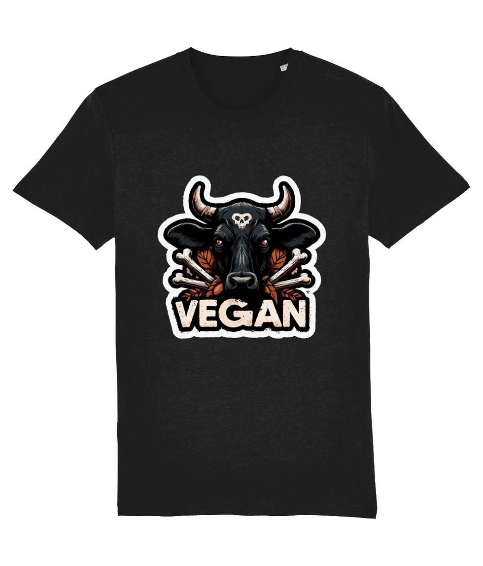 Thumbnail: plus size vegan bull creator shirt black – black creator tee with bold bull design and vegan text