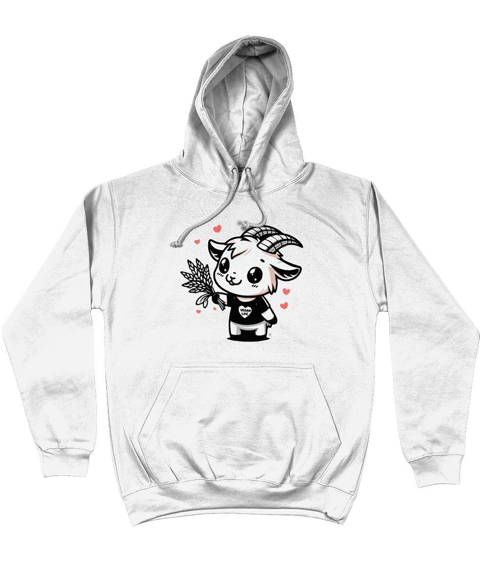 Thumbnail: Clean white Vegan Life Goat men’s tanktop with a cheerful cartoon goat vegan graphic.