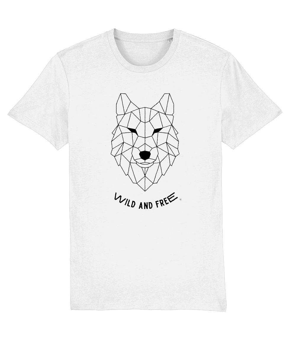 Thumbnail: plus size wild and free wolf creator shirt white – quality white creator tee with geometric wolf design and wild and free tex
