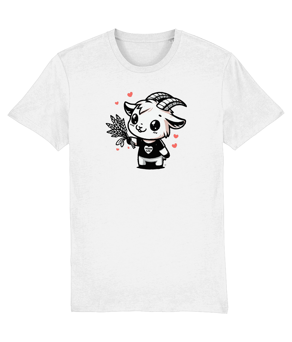 Thumbnail: plus size vegan life goat creator shirt white – premium white creator tee with adorable vegan life goat artwork
