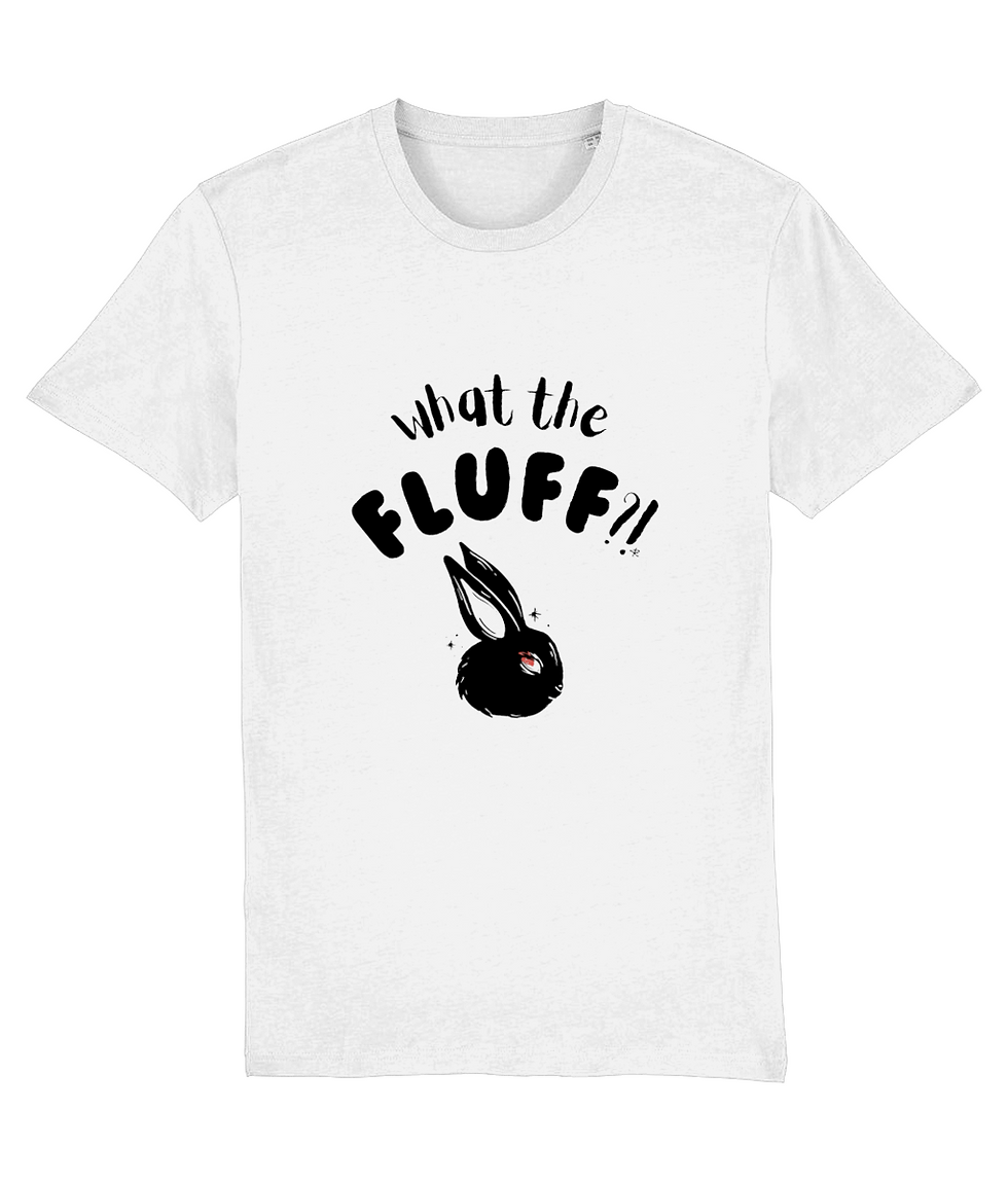 Thumbnail: plus size what the fluff creator shirt white – quality white creator tee with fluffy bunny and playful pun