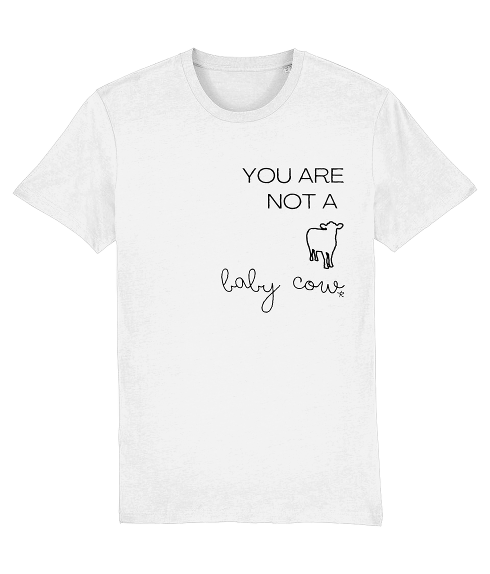 Thumbnail: plus size vegan quotes not a baby cow creator shirt white – premium vegan statement tee promoting compassion over dairy