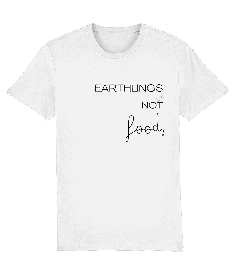 Thumbnail: plus size vegan quotes earthlings not food creator shirt white – premium vegan statement tee for animal loving earthlings
