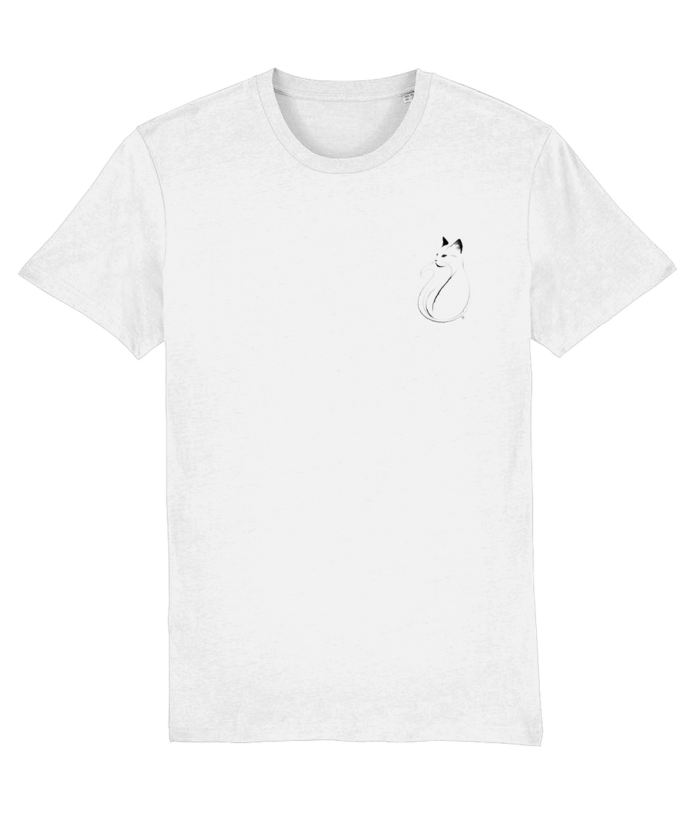 Thumbnail: White plus size Creator Elegant Lines Cat shirt with a refined detailed minimalist cat illustration.