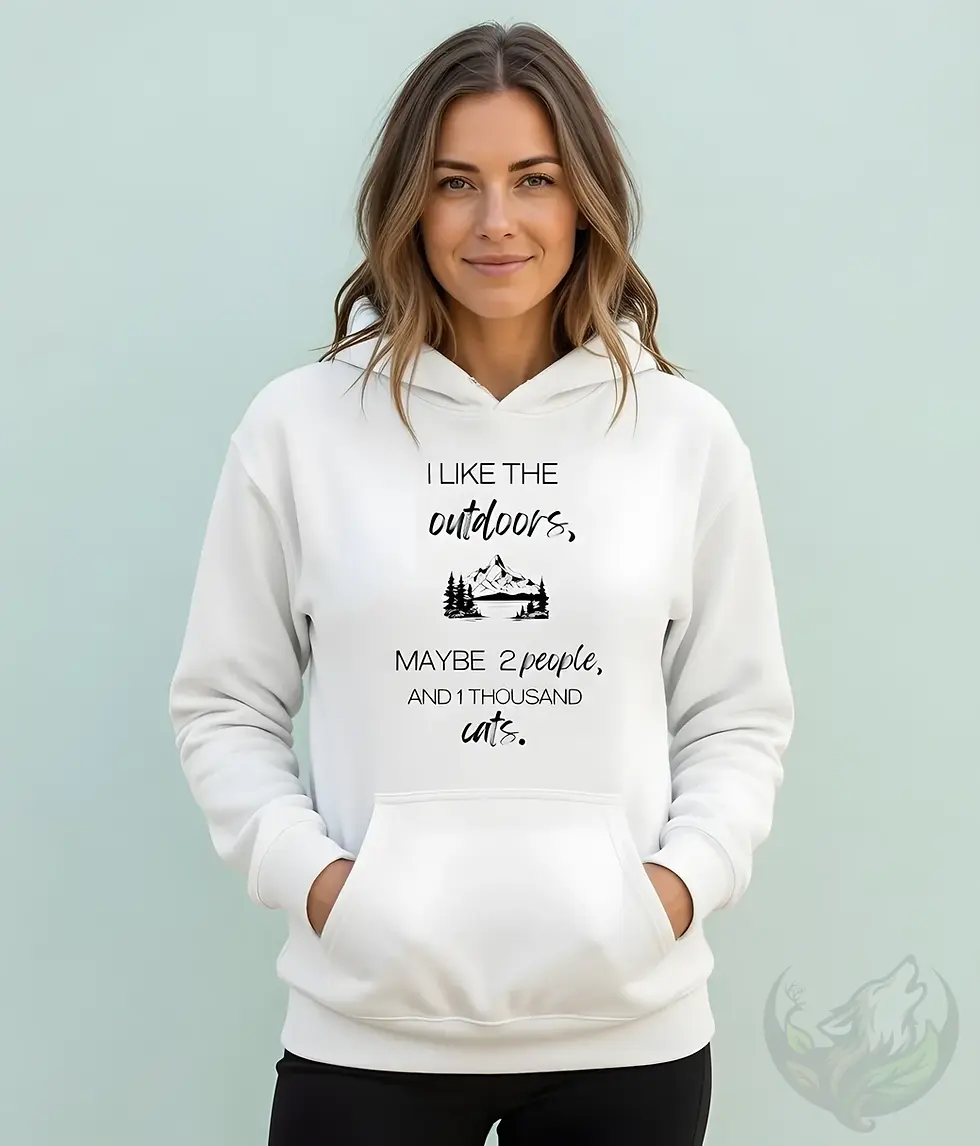 Woman wearing a white unisex 1000 Cats outdoors hoodie in a clean studio portrait