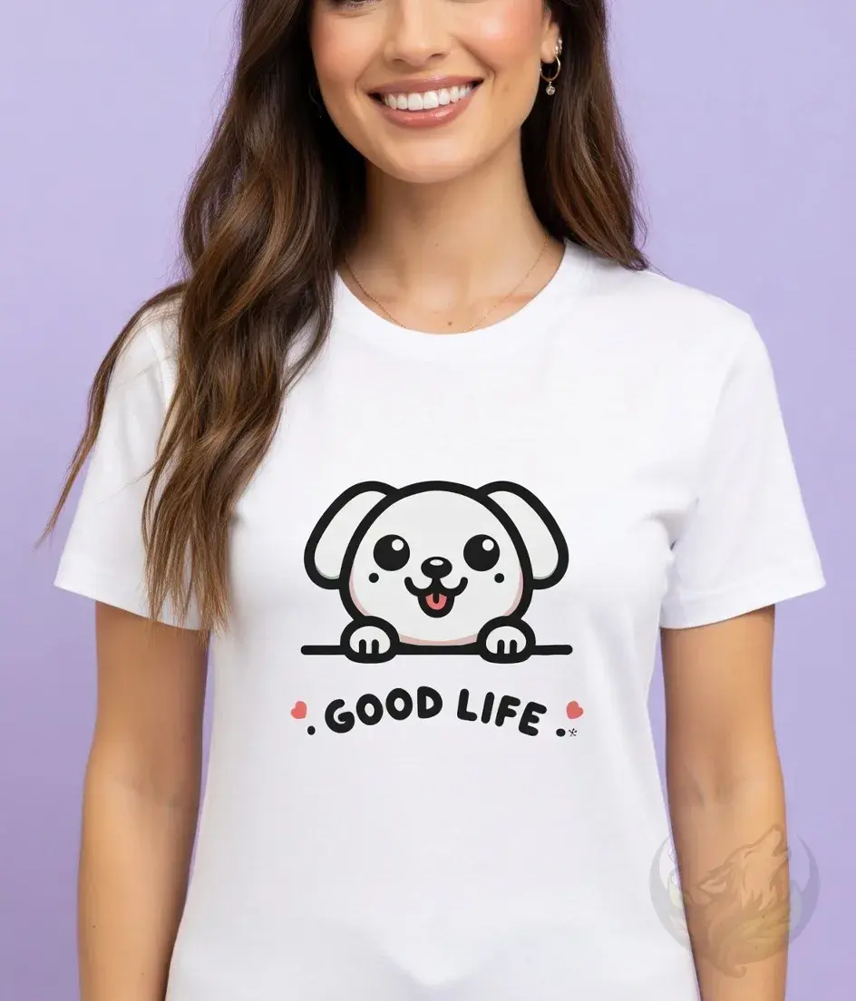 Thumbnail: Women’s Good Life T‑Shirt – Dog Design – Fitted & Scoop Neck