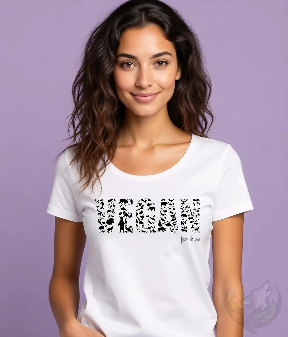 Thumbnail: White scoop‑neck tee with the Vegan Quotes “Vegan Silhouette” design shown in a studio setting.