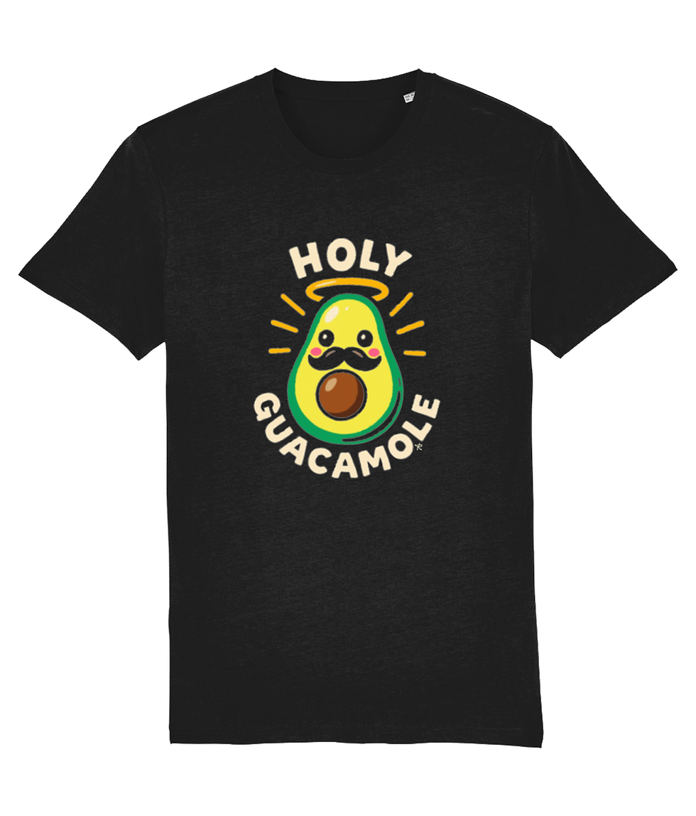 Thumbnail: Black plus size Creator Funny shirt delivering premium print clarity for the fun, expressive “Holy Guacamole” artwork.