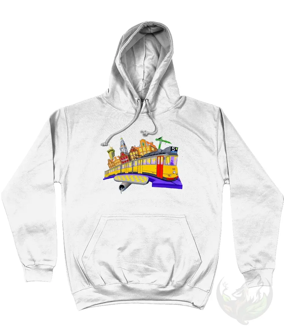 Thumbnail: White Official DefP Tram 5 Unisex Hoodie featuring the Tram 5 artwork printed on the front.