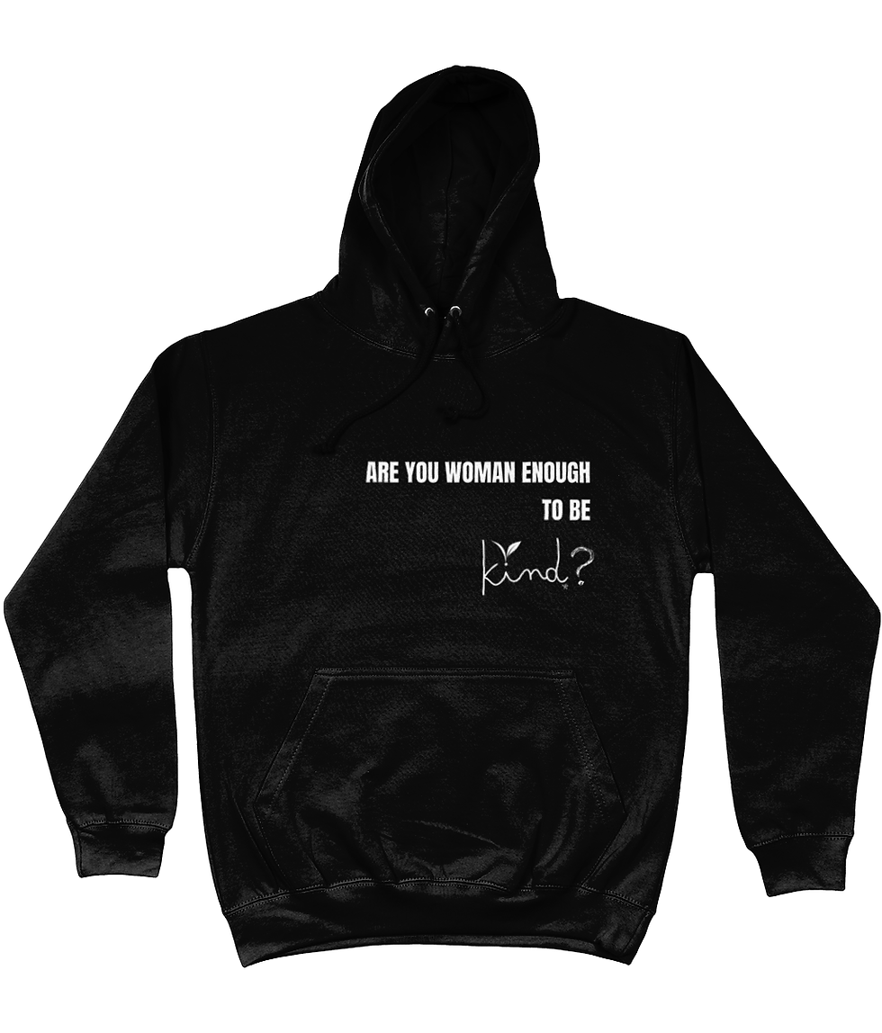 Thumbnail: plus size vegan quotes are you woman enough hoodie black – cozy hoodie with bold vegan message challenging real strength