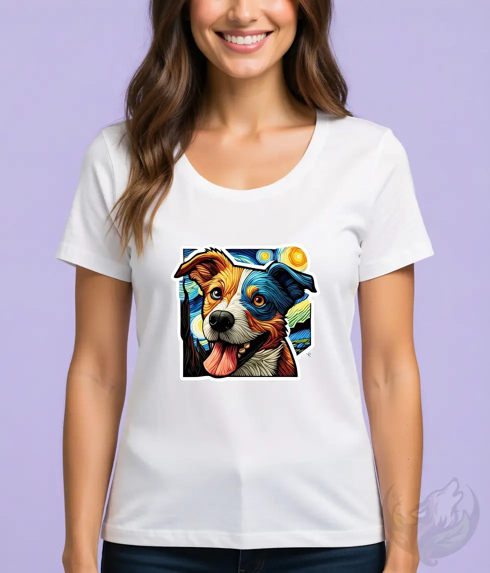 Thumbnail: Women’s Pixels Dog T-Shirt – Retro Pixel Design – Fitted & Scoop Neck Fits