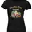 Thumbnail: Fitted black women’s vegan shirt with the “Cruelty-Free Living — Pure Bliss” veggie character design.