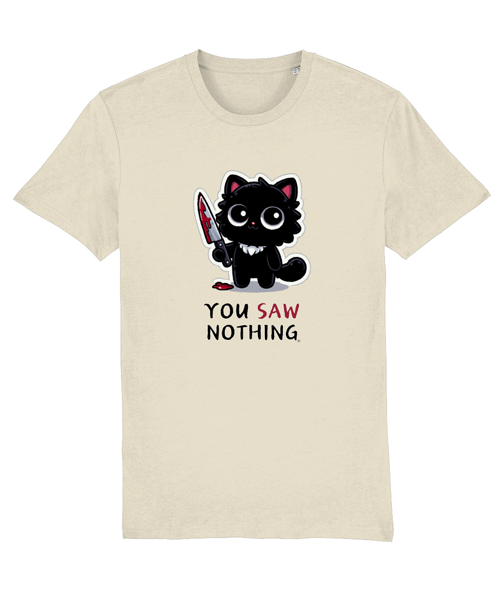 Thumbnail: plus size you saw nothing creator shirt natural – natural creator tee with cheeky cat graphic and funny quote