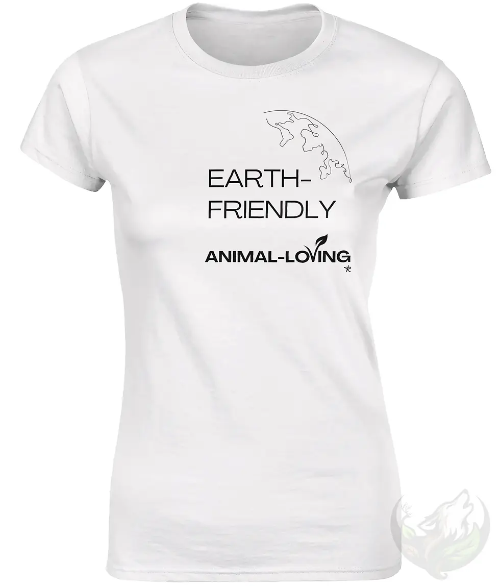 Thumbnail: Fitted white women’s t‑shirt featuring the vegan quote “Earth Friendly” design.