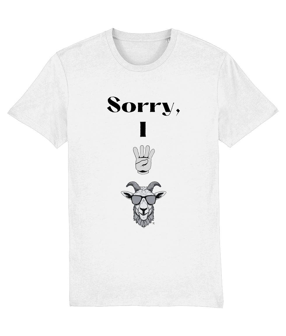 Thumbnail: plus size sorry i 4 goat creator shirt white – quality white creator tee with clever hand and goat pun