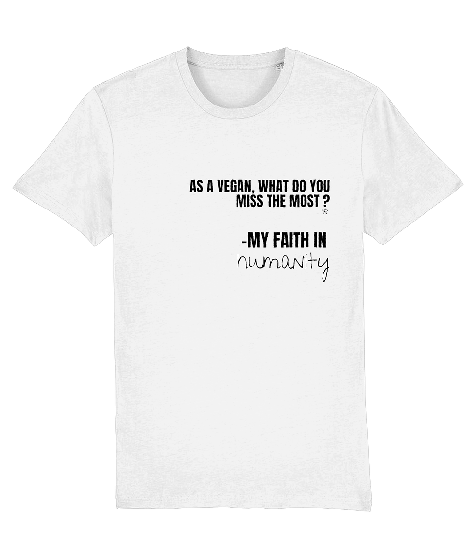 Thumbnail: plus size vegan quotes my faith in humanity creator shirt white – premium vegan statement tee with hopeful honest quote