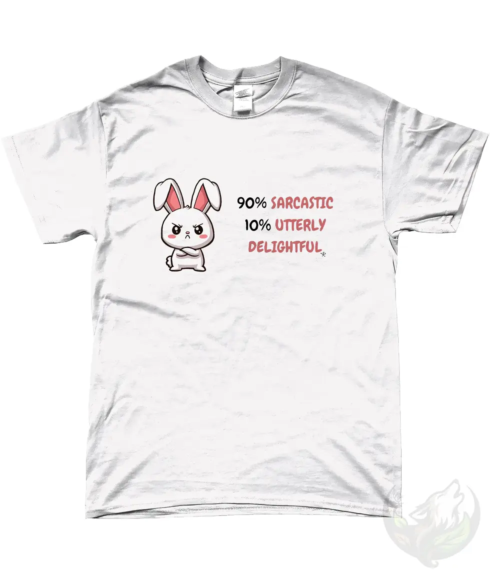 Thumbnail: Men's natural sarcastic bunny T-shirt flat lay with funny sarcasm quote and cute rabbit print